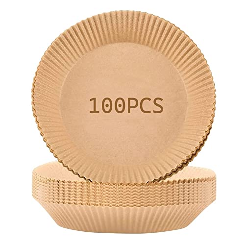 BlueSunny Backpapier Airfryer, 100 Stück Pergamentpapier Backpapier Luftfritteuse Antihaft-Einweg-Papier, Ölabsorbierend und Wasserdicht Backpapier für Heißluftfritteuse, Grill, Mikrowelle, Backofen Cover