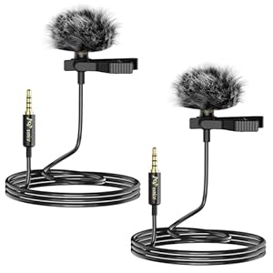 PoP voice 2Pcs Professional Lavalier Lapel Microphone 3.5mm Mic Compatible with DJI Mic/Rode Wireless GO Transmitters for Smartphone Camera,Mini Mic for YouTube,Interview,Video,Broadcasters