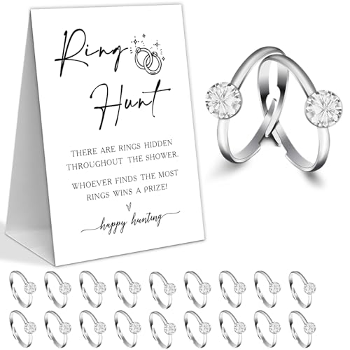 Minimalist Bridal Shower Theme Decorations,The Ring Hunt Game,Bridal Shower Games,Wedding Shower,Engagement Party Games,Engagement Sign,Bachelorette Scavenger Hunt(1 Sign & 30 Rings)-N3