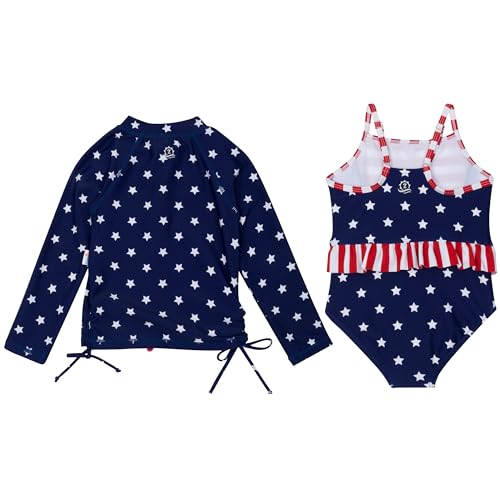 Image of SwimZip Girls' Long Sleeve Rash Guard & 1-Piece Swimsuit - UPF 50 Sun Protection