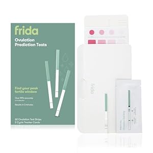 Frida Fertility Ovulation Test Kit | Easy at Home Ovulation Strips with Test Tracker and Prediction Log, Over 99% Accurate, Find Your 48 Hour Baby Making Window | 60 Ovulation Test Strips + Tracker
