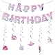 Meerjungfrau Geburtstag Deko für Mädchen, Geburtstagsdeko Kindergeburtstag Deko Banner und Girlande Geburtstag Mädchen, Iridescent Mermaid Girlande, Happy Birthday Banner für Unterwasserwelt