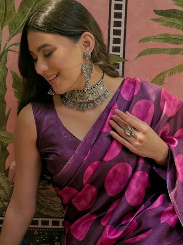 Image of SIRIL Women's Cotton Printed Saree With Unstitched Blouse Piece