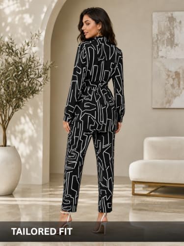 Image of Leriya Fashion Women's Rayon Co Ord Set For Women Stylish Abstract Printed | Regular Fit Shirt Top & Wide Leg Pants | Stylish Casual, Party & Vacation Wear Two Piece Outfit