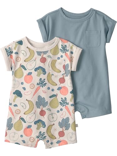little planet by carters Neutral Romper made with Organic Cotton Blue Veggie 3M
