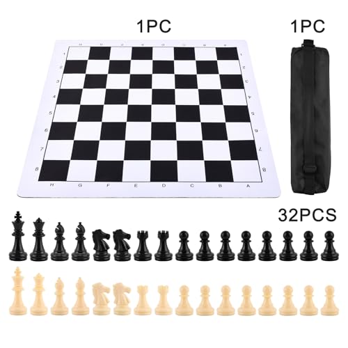Set portátil de ajedrez y damas con tablero enrollable 35cm miniatura 2