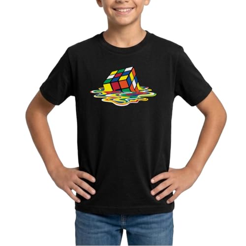 Image of Spreadshirt Melting Rubik's Magic Cube Kids' T-Shirt Black