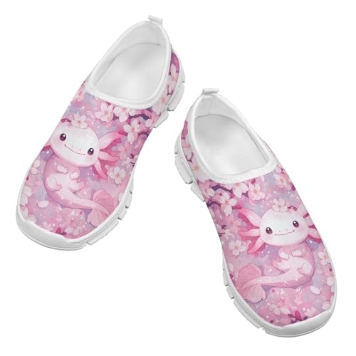 Girls Axolotl Slip On Shoes Pink Kids Athletic Shoes Girls Size 11 Trendy Sneakers Girls' Grade School Tennis Training Shoes