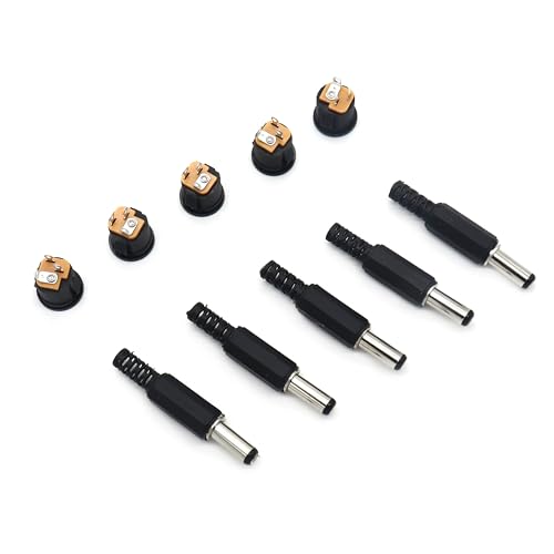 Image of Electronic Spices 5.5mm Male Plug and Female Jack 3 Pin Pcb Panel Mount Dc Power Connector Pack of 5 Pair