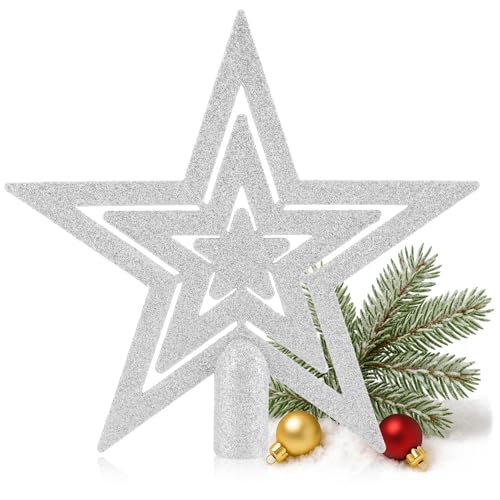 com-four® Adorno de Árbol de Navidad Con Estrella Brillante - Flor de Pascua Irrompible Para Cualquier Decoración Navideña