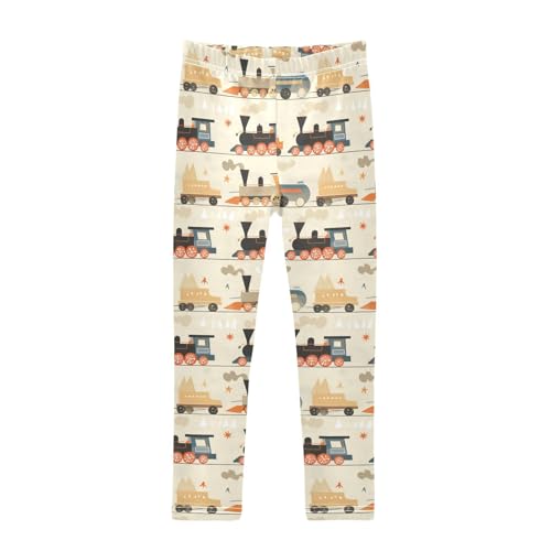 Funny Steam Train Bronze Kids Baby Girls Leggings Stretchy Full Length Pants Gym