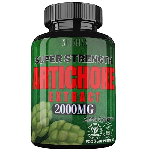 High Strength Artichoke 2000mg Strength 180 Vegan Tablets 20:1 Extract 2.5% Cynarin 3 Month Supply Potent Artichoke Supplement Non-GMO (180)