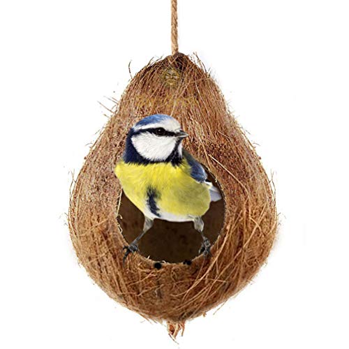 SunGrow Coco Shell Bird House, 4.5 Inches Shell Diameter with 2.5 Inches Opening