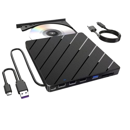 Lecteur CD/DVD externe USB 7 en 1 ultra-mince pour ordinateur portable et graveur de disque nomade