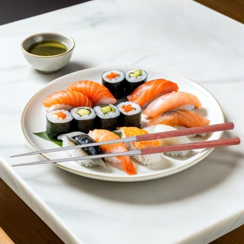 Palillos Japoneses de Acero Inoxidable y Madera de Alta Resistencia 8