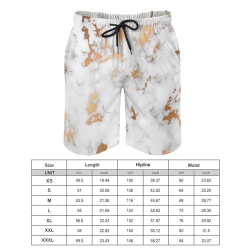 Shorts de bain homme marbre d'or maillot blanc taille S