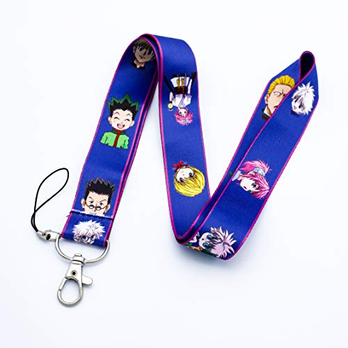 Hunter X Hunter Lanyard Key Chain ID Card Badge Holder Hunter X Hunter Gift for Fans (Blue)