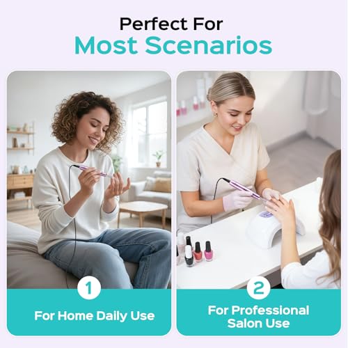 COSLUS Electric Nail Drill, Nail Files for Gel Acrylic Nature Nails, Adjustable Speed 0-20000RPM, Portable Manicure Pedicure Set with 6 Drill Bits 31 Sanding Bands, E File for Beginner Girl Women Mum - Image 6