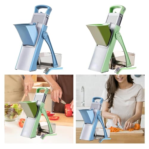 Image of ATORSE Vegetable Chopper Adjustable Slices Potatoes Slicer for Cheese Potato Garlic Blue