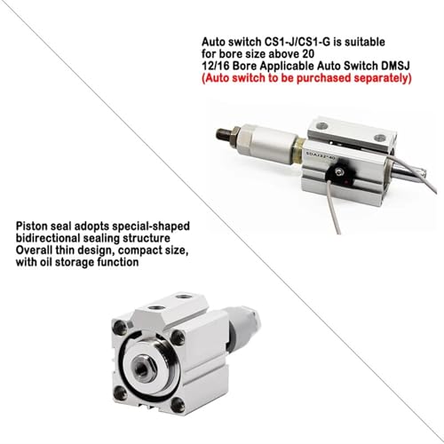 Vérin pneumatique mince SDAJ alésage 20mm course réglable avec aimant - 8