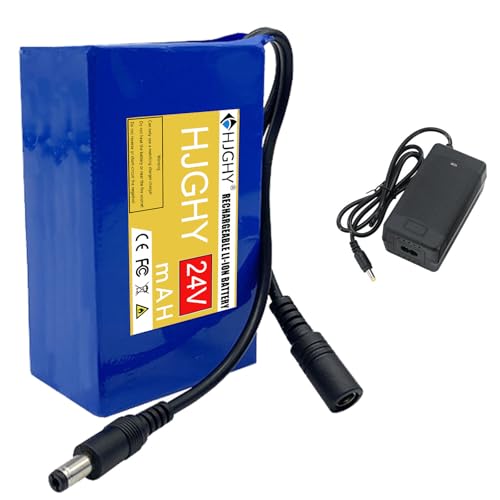 HJGHY PVC製バッテリーパック 24V 充電式リチウム電池 5000mAh 12000mAh 24000mAh 33000mAh 45000mAh LiPoバッテリー（充電器付き）LEDライトストリップ用,24v24000mah（Amazon）