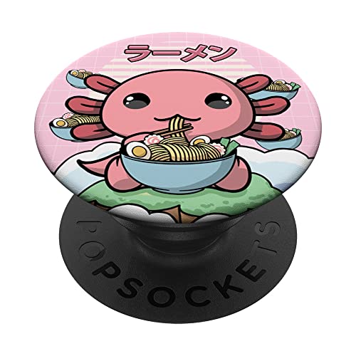 Kawaii Axolotl Ramen Nouilles Xolotl Japanese Aesthetic PopSockets PopGrip Adhésif