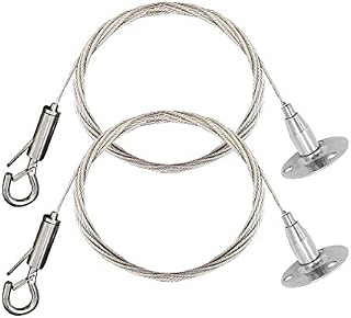 2 Pcs 1.5mm*2m Adjustable Picture Hanging Wire with 2 Crimp Tube Hanging Disc Heavy Duty Stainless Steel Wire Rope for Hanging Picture Frames,Light/Lamp Hardware,Heavy Duty Mirrors,Hold Up to 30 KG