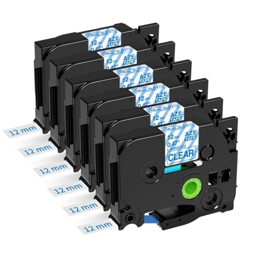 6PK TZE-231 BLANC 12mm���x�����[�J�[�p�̌݊����̂���e�[�vTZ-231 221 211���f����PT-H100���x���v�����^�[�ɓK�����܂�(Blue on Clear 6pk)