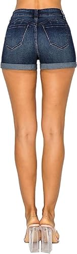 Wax Jean Butt I Love You Repreve High Waisted Sustainable Denim Shorts, Dark, Small #TOP2