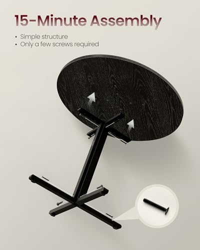 Image of VASAGLE Dining Table, Small Round Kitchen Table for 4 People, 31.5 x 29.4 Inches, for Dining Room, Living Room, Modern, Water-Resistant, Ebony Black UKDT082B101S