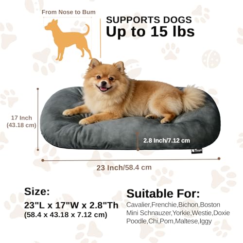 Image of Washable Oval Dog Bed for Small Dog Bed, High-Resilience,Dark Gray