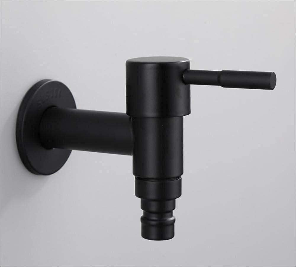 Rubinetto da cucina nero per balcone Rubinetto per lavatrice ad apertura rapida Rubinetto singolo per acqua fredda in acciaio inossidabile 304 Rubinetto per mocio per piscina decorate