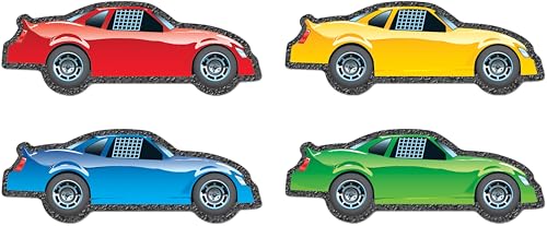 Image of Carson Dellosa 48-Piece Colorful Race Car Bulletin Board Cutouts, Race Car Cutouts for Bulletin Board, Party, and Classroom Decor, Car Cutouts for Classroom Decor and Car Bulletin Board Decorations