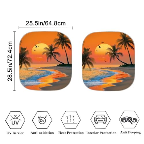 Image of Sunset Scenery Car Windshield Sun Shade 2 PCS Foldable Automotive Windshield Sunshades Easy to Install Sun Visor Blocks UV Rays and Keeps Vehicle Cool- 28.5 x 25.5 inches
