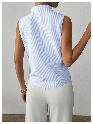 SOLY HUX Women's Work Outfits V Neck Sleeveless Blouses Summer Casual Tank Tops Business Office Dressy Striped Shirts2