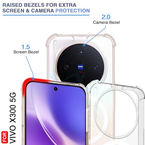 Image of AESTMO Clear Back Cover for Vivo X300 5G | | 360 Protection | Transparent Back Cover for Vivo X300 5G (PC + TPU, Compatible with MagSafe Accessories, Transparent Bumper)