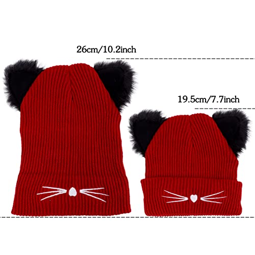 Women Girls Cute Cat Ears Beanie Hat Winter Crochet Knit Cap2