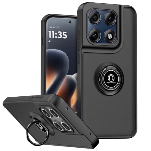 Image of QUIETIP Case for Motorola Edge 70 Pro,Magnetic Ring Car Stand Cover Black