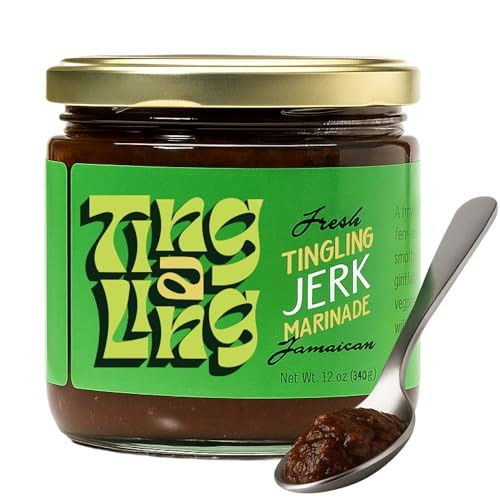 Ting A Ling Jerk Marinade – Authentic Jamaican Scotch Bonnet Sauce for Grilling, jerk seasoning jamaican style Roasting & Drizzling | Bold Caribbean Flavor | Vegan-Friendly | 12 oz Jar