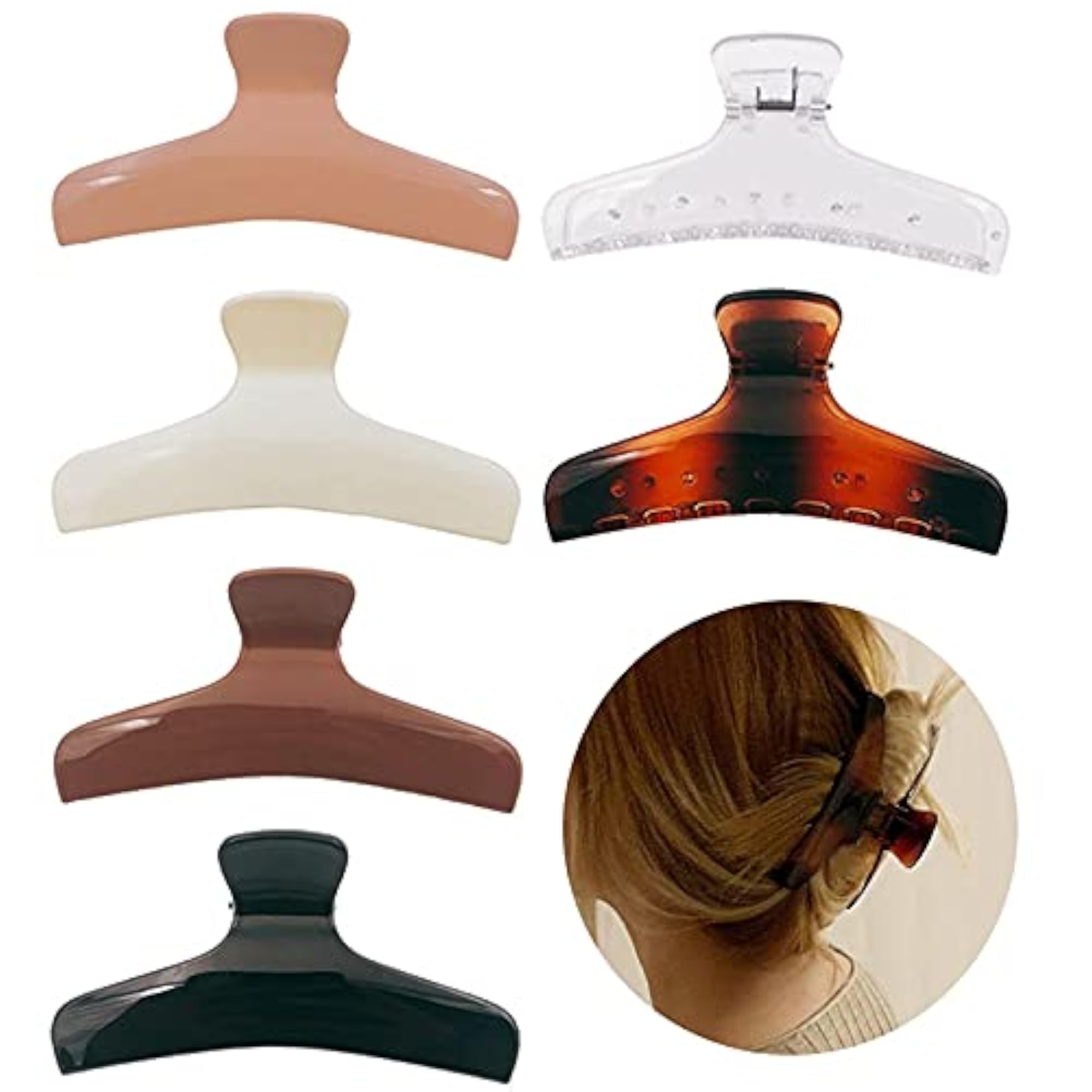 Large 6PCS Spring Hair Claw Clips for Women