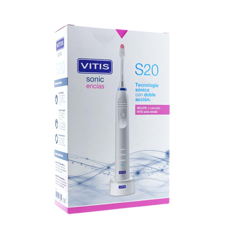 VITIS S20 Cepillo Dental Eléctrico Sónico, Tecnología de Doble Acción, 3 Modos de Cepillado, 2 Cabezales