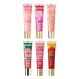 Ruby Kisses Broadway Vita-Lip Tinted Lip Gloss (6 Pack) Ultra-Hydrating, Nourishing, Soothing Formula with Vitamins, High-Shine Non-Sticky Lip Balm with Rosehip+Coconut Oil, Pink & Red Shades