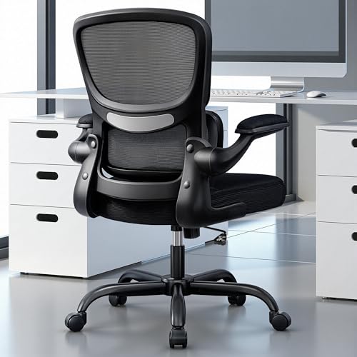 Image of ALLGOD Ergonomic Office Chair, Breathable Mesh Ergonomic Desk Chair with Lumbar Support, Flip-up Armrests, Computer Chairs Comfortable for Home, Office, Work, Standard, 6 Pack