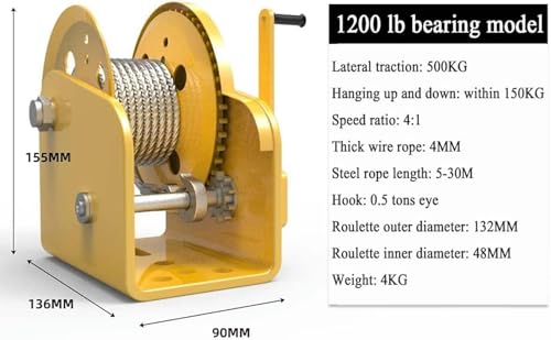 Cabrestious con cable de acero de 66 pies y polea para 1200/1800/2600 lbs miniatura 6
