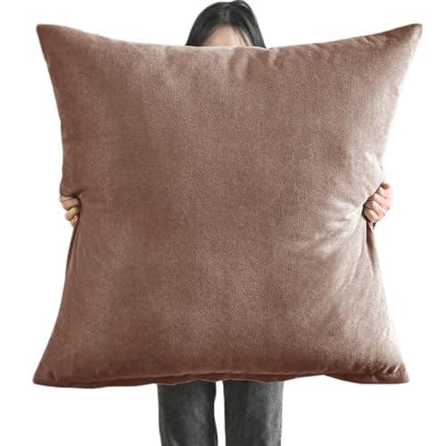 Funda de cojín decorativa – Funda de cojín cuadrada extragrande de felpa con cremallera invisible, protector de almohada suave de color sólido para sofá, cama, sala de estar, dormitorio, ventana de