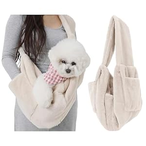Cat Carrier Slings Soft Puppy Carrying Bag for Outdoor Travel Pet Boby Holder Hands Free for Small Dogs Kittens, Ivory