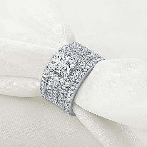 Bagues de mariage en argent 925 avec zircon coupe princesse d'exception - 3