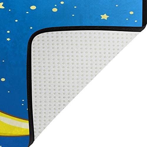 Tapis de maison grand format oiseau sur la lune en polyester résistant salon - 5