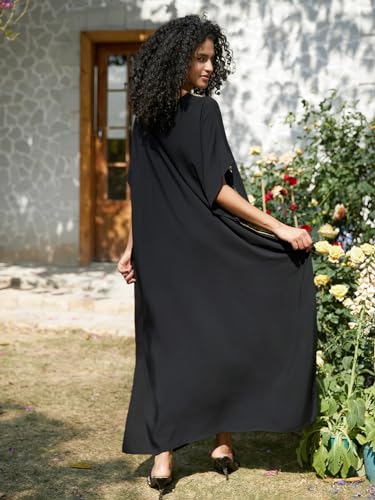 Women's Embroidery Swimsuit Cover Ups Beach Cover Up Caftan Plus Size Vneck Rainbow Ethnic Print Kaftan Batwing4