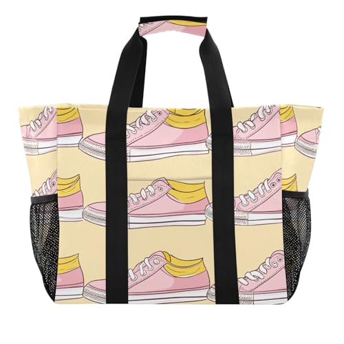 Nander Colorful Cartoon Shoes Reusable Grocery Bags,Large Grocery Tote Bag Water Resistant Shopping Bags Foldable Grocery Bag for Clothes,Shoes and Picnic